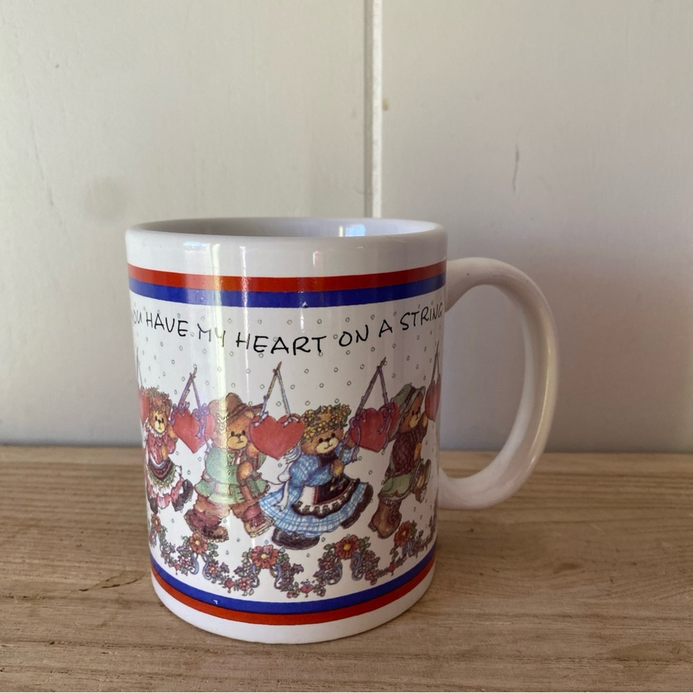 Heart String Design Mug with Red and Blue Accents